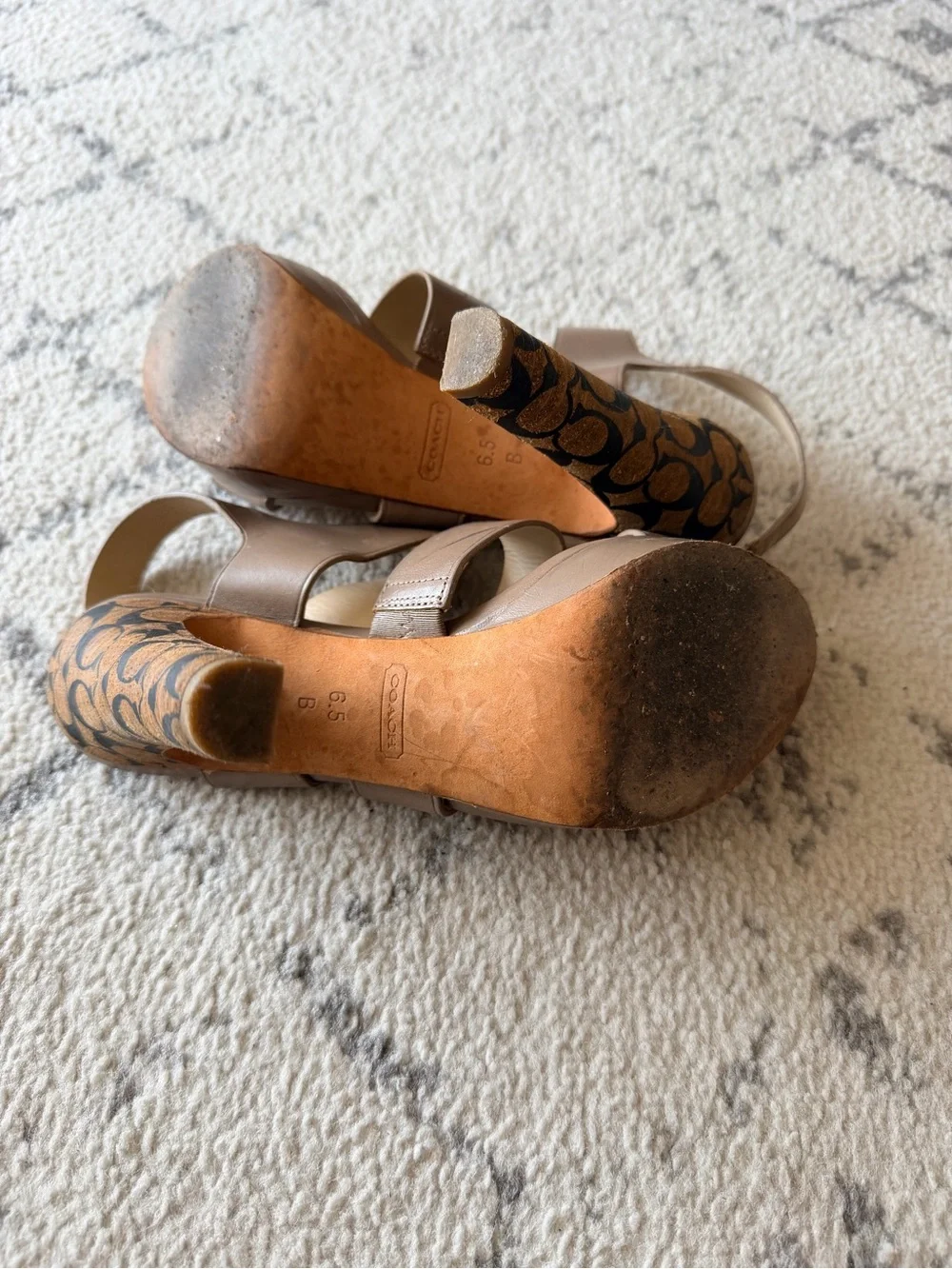 Coach Leather Platform Sandal Heels | Signature Heel | Size 6.5